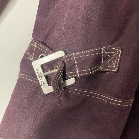 Y2K Purple Leather Jacket Women’s L Moto Biker Grunge Faux Fur Collar Leather - Picture 11 of 13